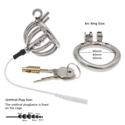 Estim Chastity Birdcage And Anal Plug Set Urethral Plug Size