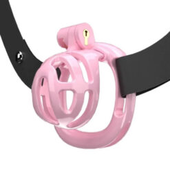 Grid Holes Breathable Chastity Cage Pink With Strap