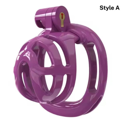 Grid Holes Breathable Chastity Cage Purple Style A