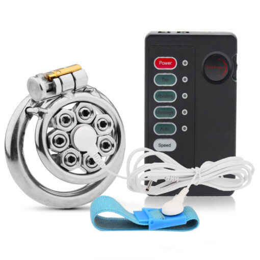 Mistress’ Punishment Electric Shock Spiked Chastity cage with current loops