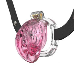 Pussy Lips Silicone Chastity Cage Pink Red With Strap