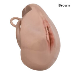 Realistic Vagina Shaped Sissy Chastity Cup Brown Front