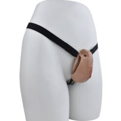 Realistic Vagina Shaped Sissy Chastity Cup Brown Waist Strap