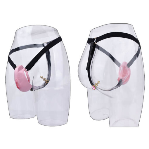 Realistic Vagina Shaped Sissy Chastity Cup Pink With Strap