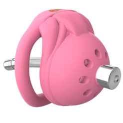 Super Compact Nub Chastity Cage With Urethral Sound Pink With Urethral Tube 1