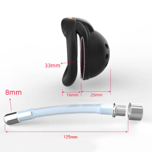 Super Compact Nub Chastity Cage With Urethral Sound Size