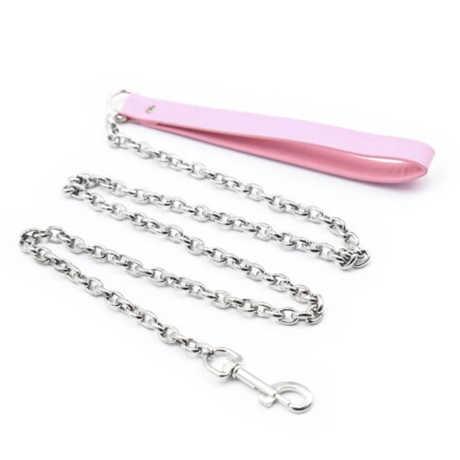 BDSM Collar Chain Leash Pink Detail 1
