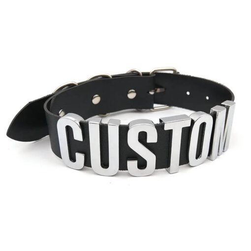 Custom Letter BDSM Collar With Leash CUSTOM Letter Detail 2
