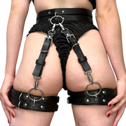 Faux Leather Bondage Garter Black Garter Set 1