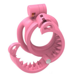 Kalis Teeth Bracelet Double Lock Chastity Cage Pink With Open Bracelet