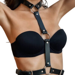 Leather Bondage Chest Harness Model Style B Front 1