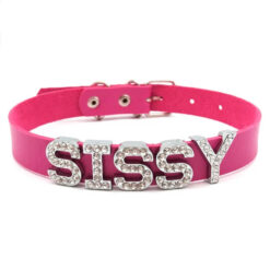 Personalized Rhinestone Name Collar Rose Red With SISSY Letters