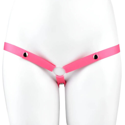 Three way Elastic Nylon Chastity Belt Pink
