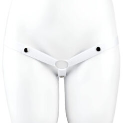 Three way Elastic Nylon Chastity Belt White
