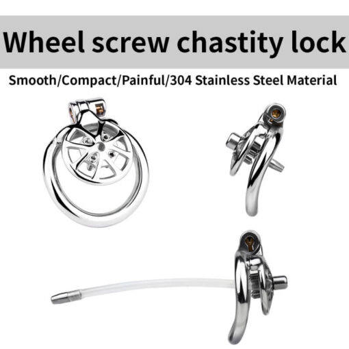 Cruel Spiked Steel Chastity Cage With Urethral Sound Wheel Design
