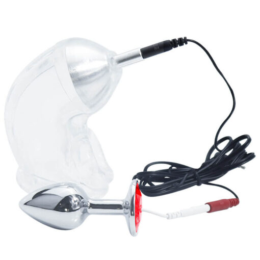 Soft Rubber Electric Cock Cage And Butt Plug For Males Electric Kit 1