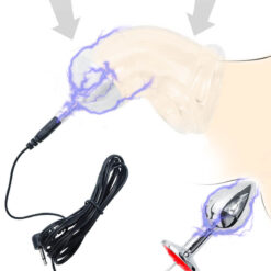 Soft Rubber Electric Cock Cage And Butt Plug For Males Usage