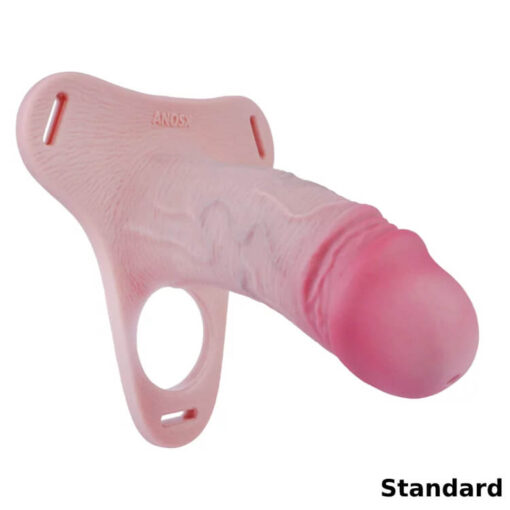 Strap On Soft Silicone Realistic Penis Sleeve Chastity Cage Standard Side 2