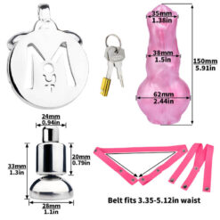 Inverted Chastity Cage With Alien Dildo Attachment Whole Set