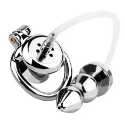 Inverted Chastity Cage With Urine Enema Anal Plug Whole Set 2
